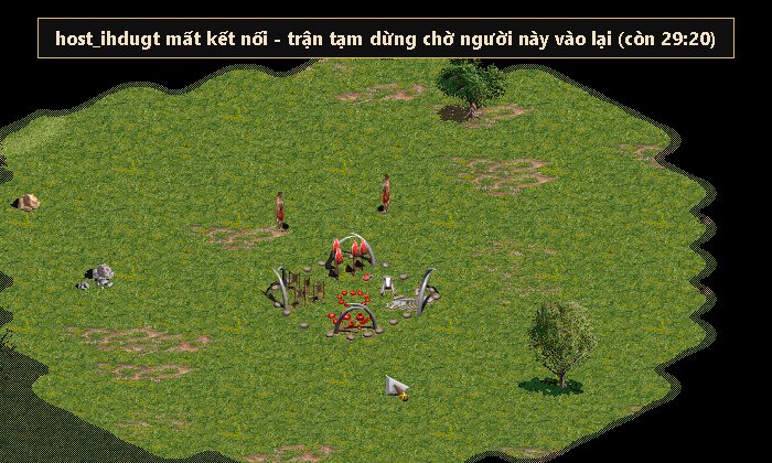Ảnh chụp thật trong game: thông báo một người chơi mất kết nối, trận tạm dừng chờ người đó vào lại
